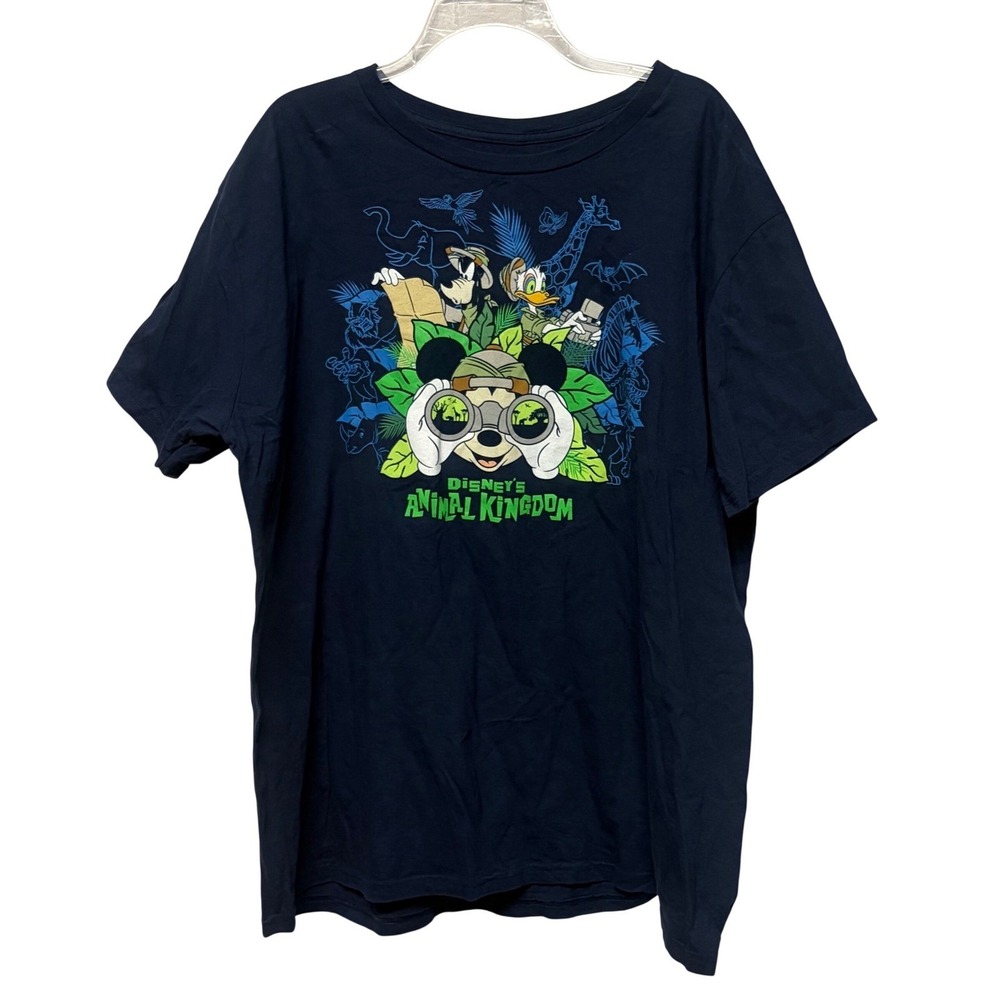 Disney Animal Kingdom Mickey‎ Goofy Donald Safari Graphic Tee Navy Blue XXL